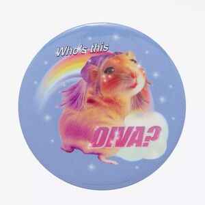 Hot Topic Hamster Diva 3 Inch Button Pin - NWT